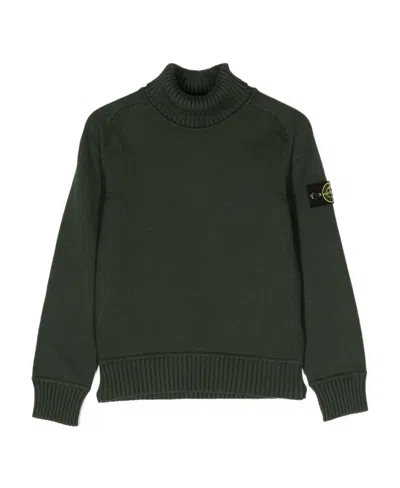 Stone Island Logo-patch Sleeve Jumper In Green