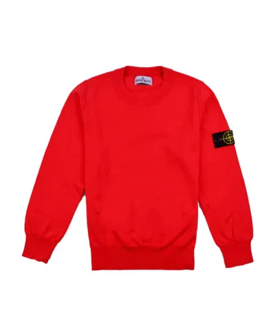 Stone Island Logo-patch Sleeve Jumper In Red