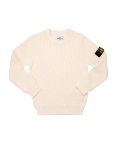 Stone Island Logo-patch Sleeve Knit Jumper In White