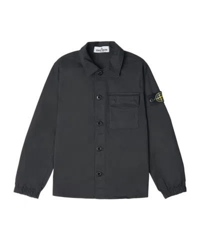 Stone Island Logo-patch Sleeve Shirt In Gray