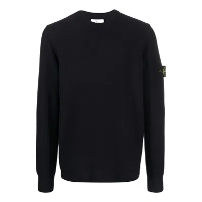STONE ISLAND STONE ISLAND LOGO PATCH SLEEVED CREWNECK SWEATSHIRT 'BLACK'