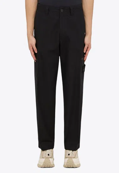 Stone Island Logo-patch Slim Cargo Pants In Blue