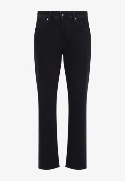 Stone Island Logo Patch Slim Jeans In Black