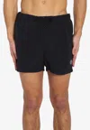 Stone Island Logo Patch Slim Swim Shorts In Black