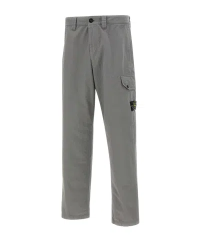 Stone Island Logo Patch Straight-leg Cargo Pants In Gray