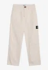 Stone Island Logo Patch Straight-leg Chino Pants In White