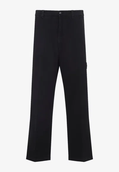 Stone Island Logo-patch Straight-leg Pants In Black
