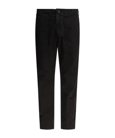 Stone Island Logo Patch Straight-leg Pants In Black