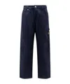 Stone Island Soft Velvet Trousers With Pockets And Loops In Blue