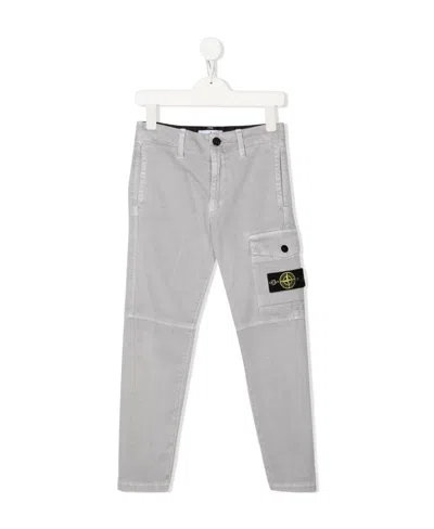 Stone Island Logo-patch Straight-leg Trousers In Gray