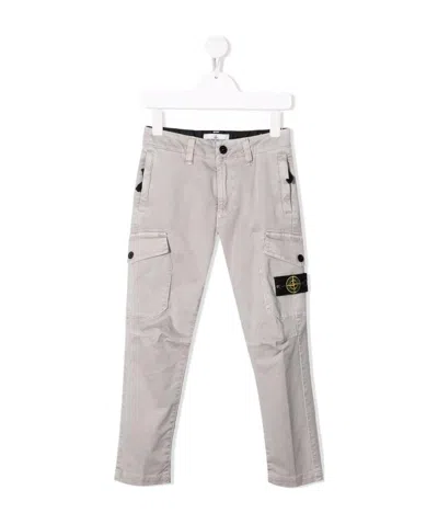 Stone Island Logo Patch Straight Trousers In Gray