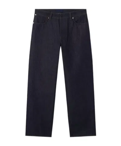 Stone Island Logo Patch Straight-leg Jeans In Blue