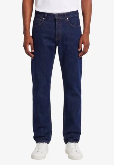 Stone Island Indigo Mid-rise Wide-leg Jeans In Blue