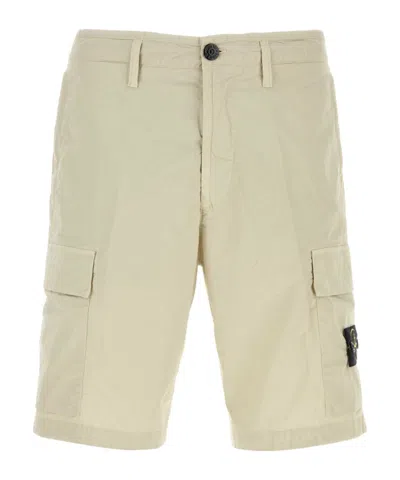 Stone Island Logo Patch Stretch Bermuda Shorts In Neutral