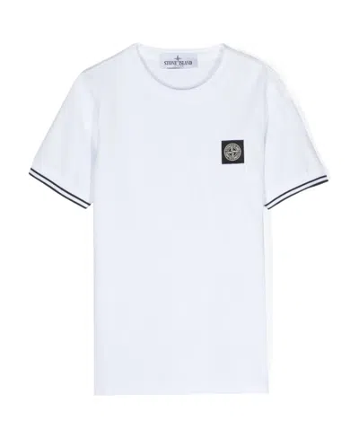 Stone Island Logo-patch Stretch-cotton T-shirt In White