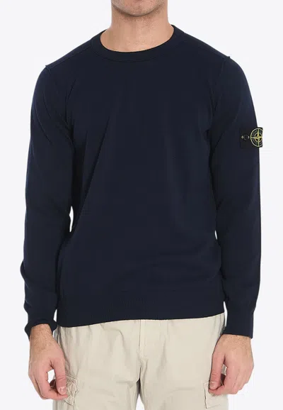 Stone Island Logo Patch Sweater In Blue