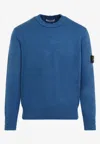 Stone Island Ribbed Cotton Crewneck Sweater In Blue