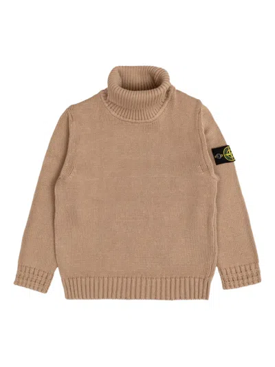 Stone Island Kids' Logo-patch Sweater In Brown