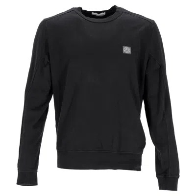 Stone Island Logo Patch Sweater In Black Cotton