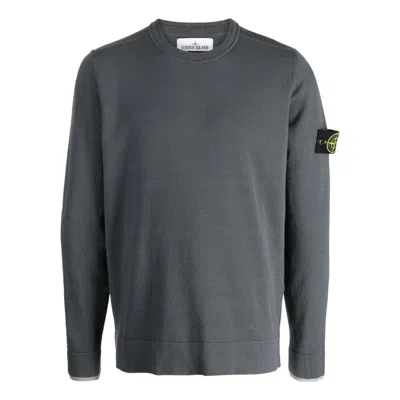 Stone Island Logo Patch Sweater 'lead Grey' In Gray