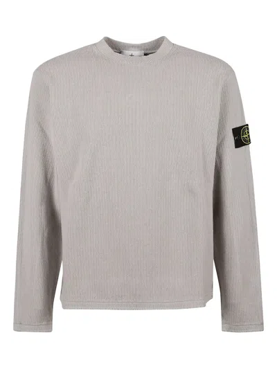 Stone Island Cotton Crew Neck Knit Sweater In Gray