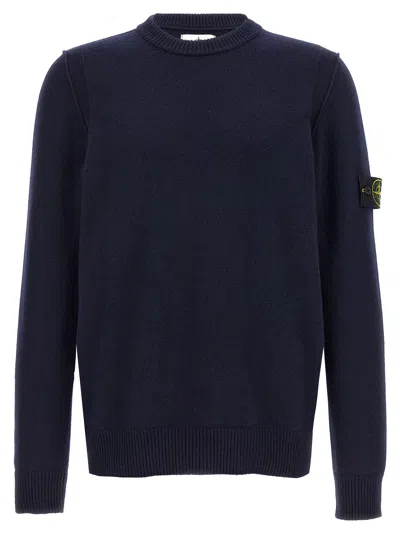 STONE ISLAND LOGO PATCH SWEATER SWEATER, CARDIGANS BLUE