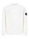 Stone Island Classic White Sweater With Timeless Round Neckline In Brown