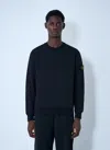 Stone Island Ribbed Detail Crew Neck Sweatshirt With Iconic Badge In Black