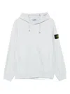 Stone Island Men's White Logo-badge Relaxed-fit Cotton-jersey Hoody In Blue
