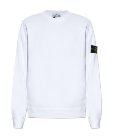 Stone Island Compass Patch Crewneck Sweatshirt In White