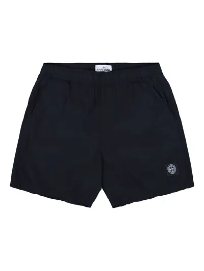 Stone Island Logo-patch Swim Shorts In Blue