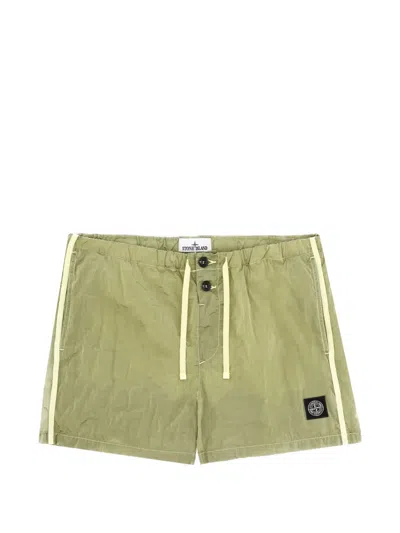 Stone Island Slim-fit Swim Shorts With Pockets Nylon Metal In Econyl In Green