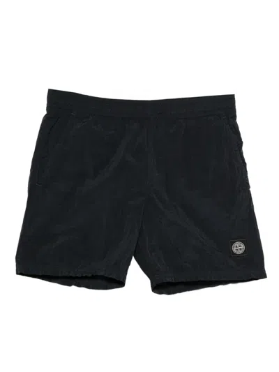 Stone Island Logo-patch Swim Shorts In Black