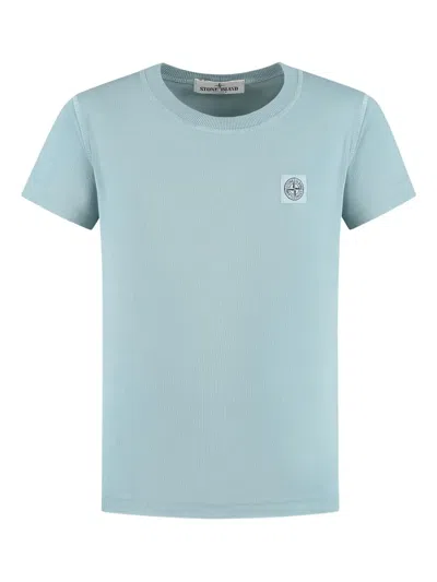 Stone Island Kids' Logo-patch T-shirt In Blue