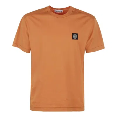 Stone Island Logo Patch T-shirt 'sienna' In Orange