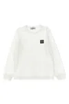 Stone Island Knit Crewneck Jumper In Light Rws Geelong Wool In White
