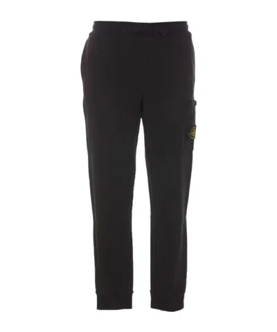 Stone Island Logo Patch Tapered Leg Sweatpants In Black