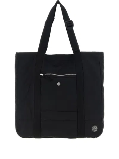 STONE ISLAND LOGO-PATCH TOTE BAG