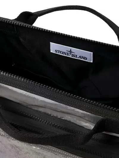 Stone Island Logo Patch Tote Bag In Black