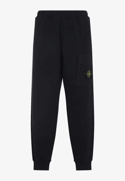 Stone Island Logo Patch Track Pants In Blue