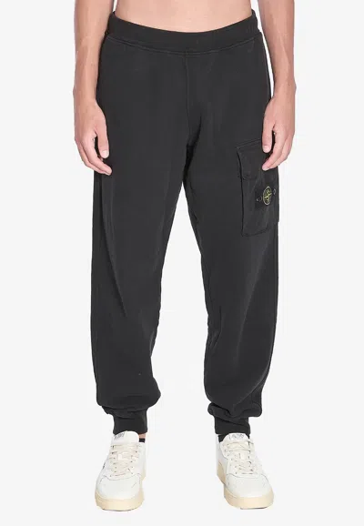 Stone Island Logo Patch Track Pants In Black