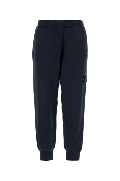 Stone Island Logo Patch Track Pants In Blu