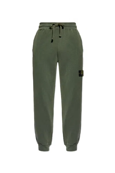 Stone Island Logo Patch Track Trousers In Green