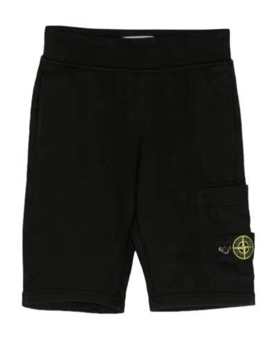 Stone Island Logo-patch Track Shorts In Black