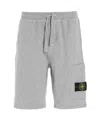 Stone Island Badge Logo Drawstring Bermuda Shorts In Gray