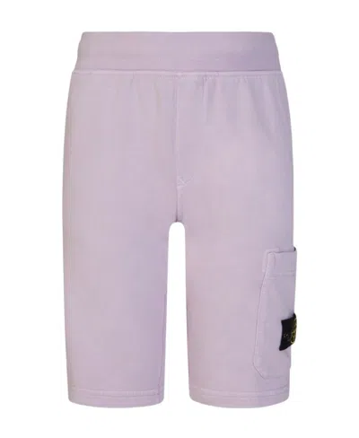 Stone Island Logo-patch Track Shorts In Purple