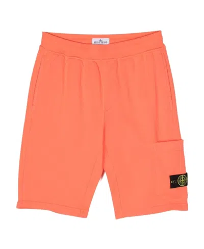 Stone Island Logo-patch Track Shorts In Red
