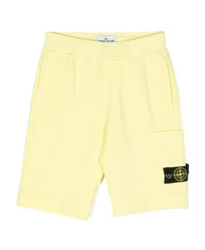 Stone Island Logo-patch Track Shorts In Yellow