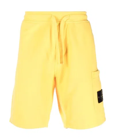 Stone Island Logo-patch Track Shorts In Yellow