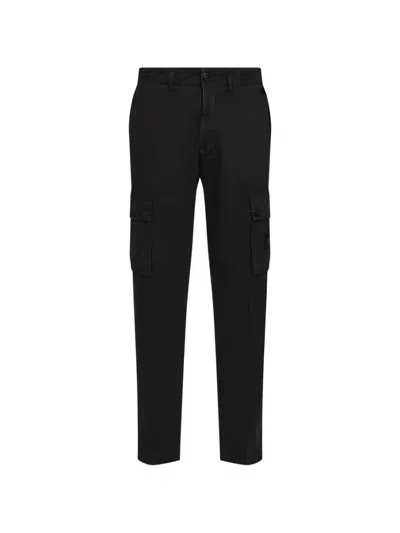 Stone Island Black Brushed Organic Cotton Canvas Cargo Trousers